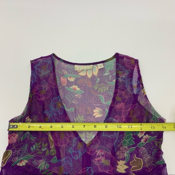 Urban Outfitters Kimchi & Blue Sheer Silk Floral Sleeveless V-Neck Tunic Blouse - Picture 14 of 16